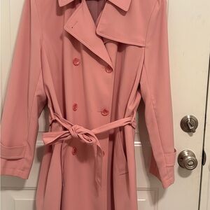 Elegant Pink Double-Breasted Women's Trench Coat